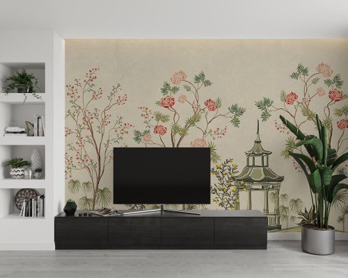 کاغذ دیواری طرح گل شکوفه ژاپنی W10248500