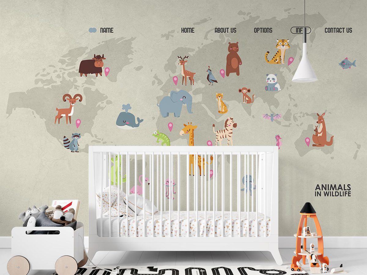 پوستر دیواری کودک نقشه حیوانات W10248800