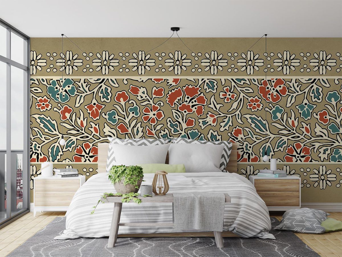 کاغذ دیواری اتاق خواب طرح سنتی نقش نگار گل W10251600