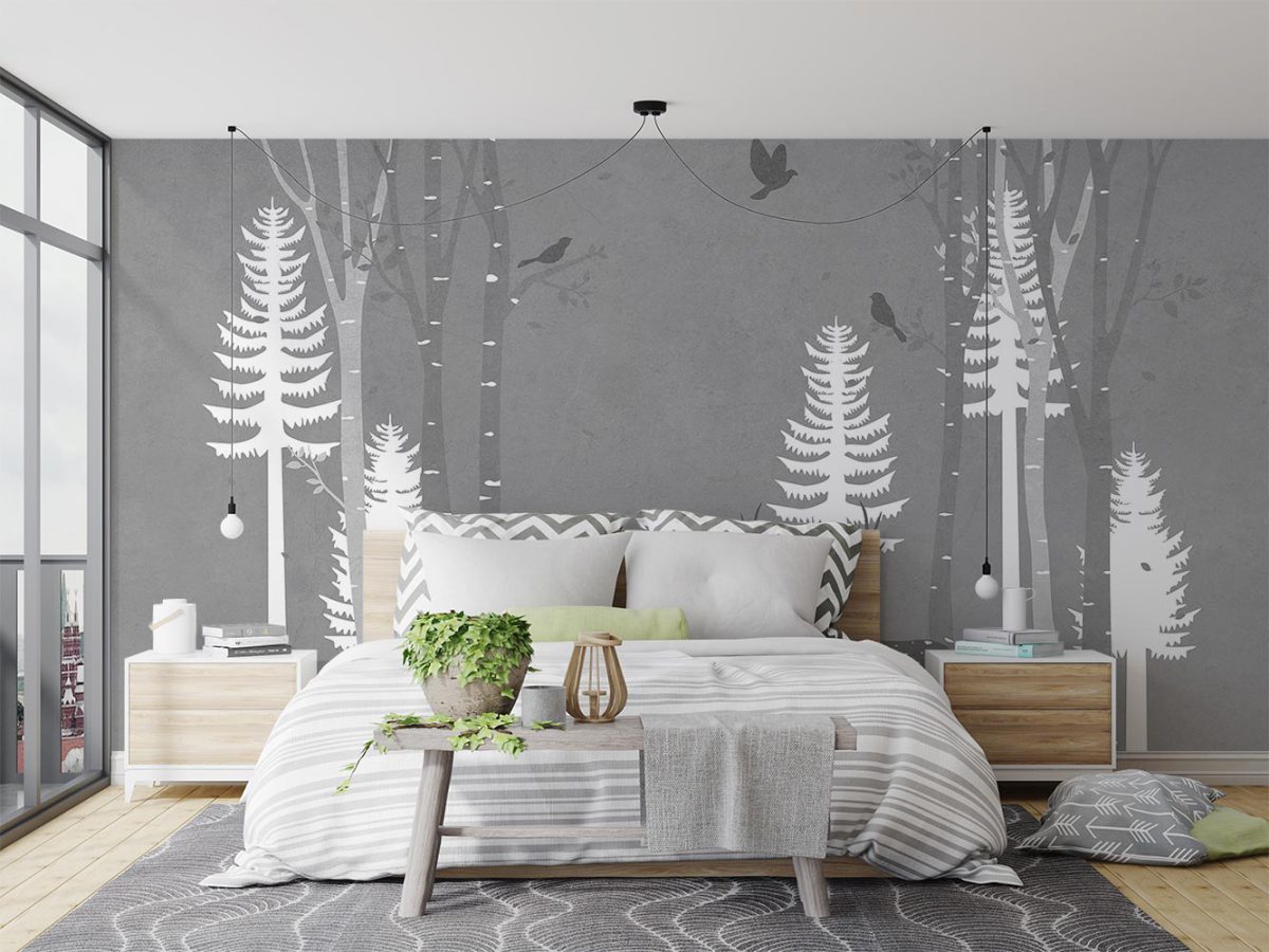 کاغذ دیواری اتاق خواب مدل گوزن و درخت W10252900