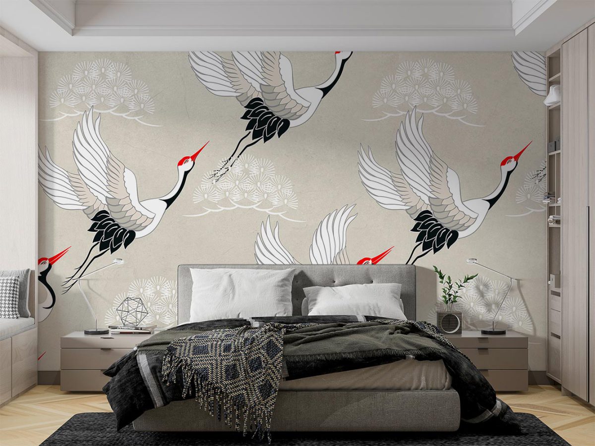 کاغذ دیواری کلاسیک طرح پرنده W10254900 مناسب برای اتاق خواب