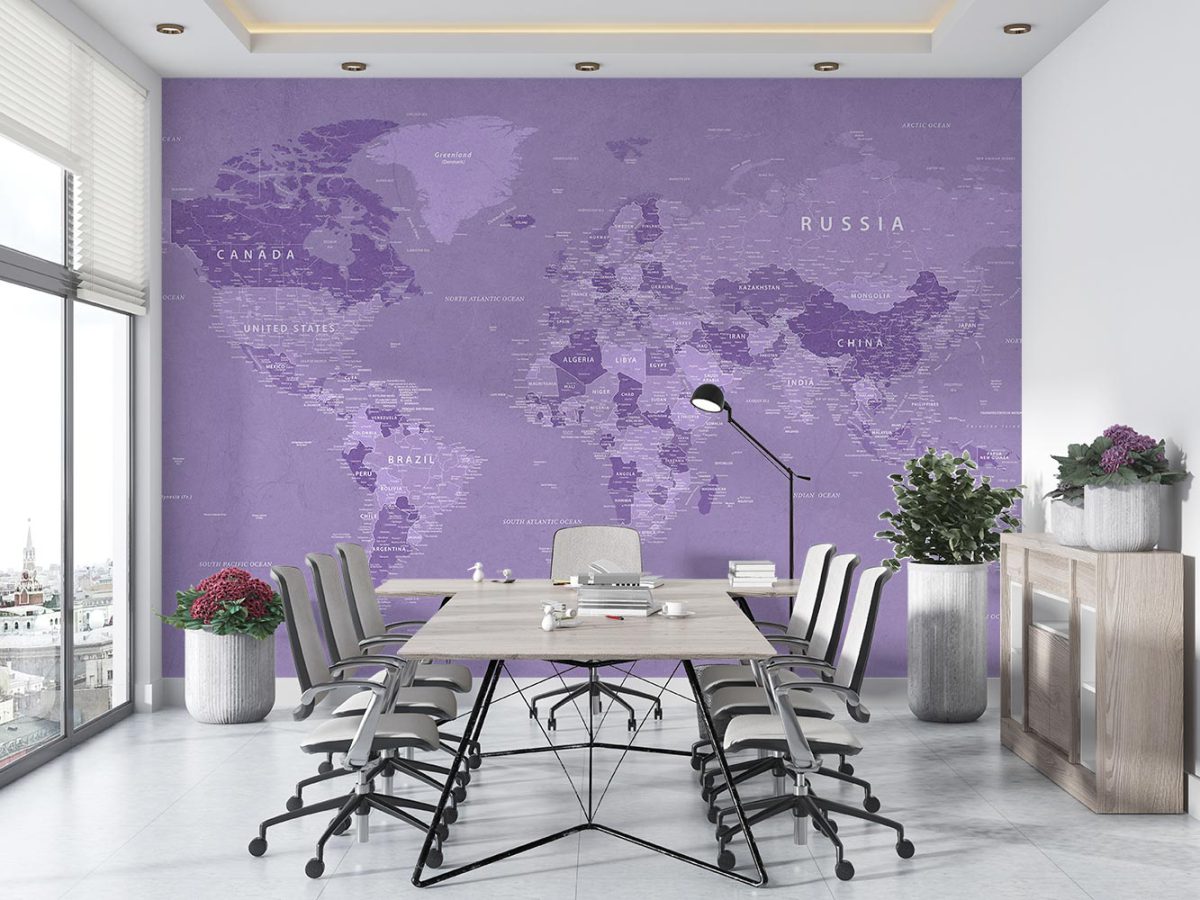 پوستر کاغذ دیواری شرکتی یا اداری طرح جدید نقشه جهان W10259200