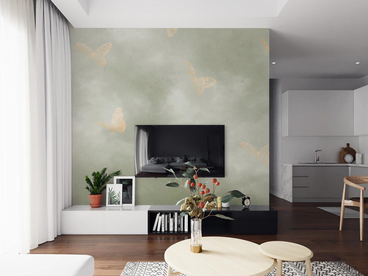 کاغذ دیواری پشت تلویزیون طرح مدل پروانه W10259400