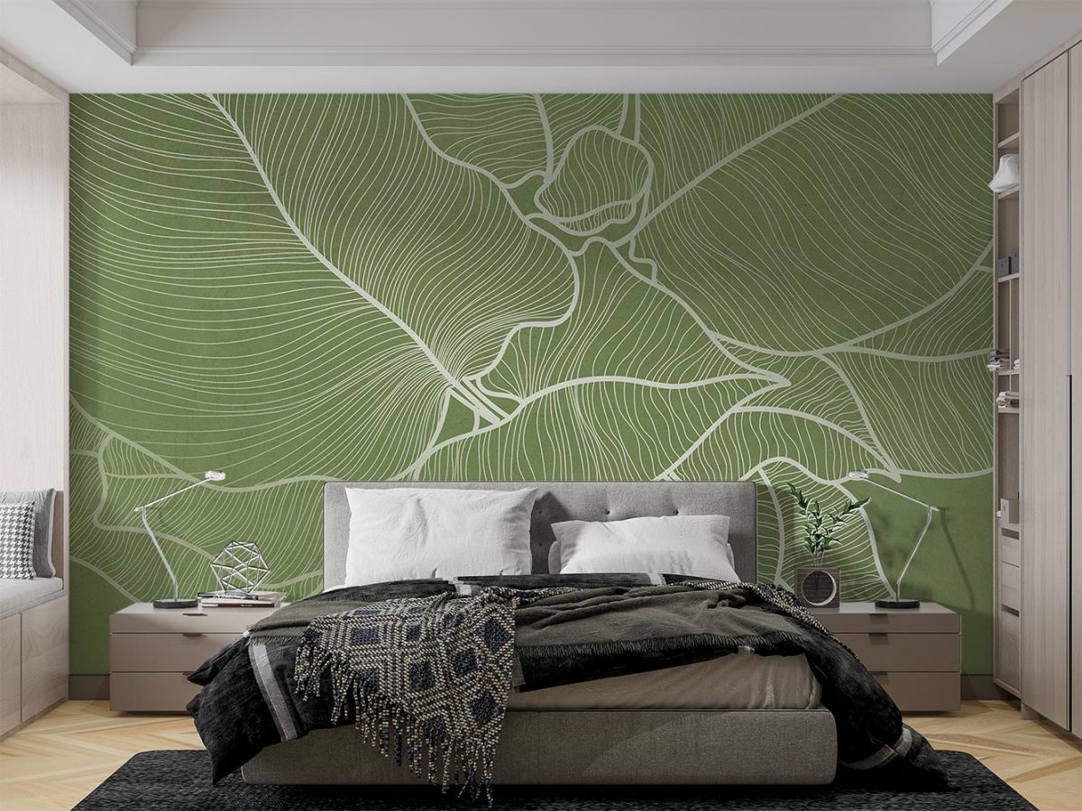 کاغذ دیواری اتاق خواب برگ سبز W10260200