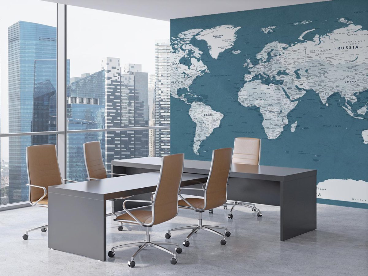 پوستر کاغذ دیواری شرکت اداره طرح نقشه جهان W10261200