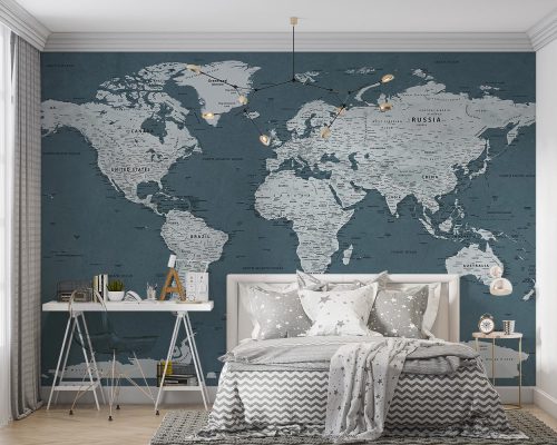 پوستر کاغذ دیواری نقشه جهان بزرگ W10261700