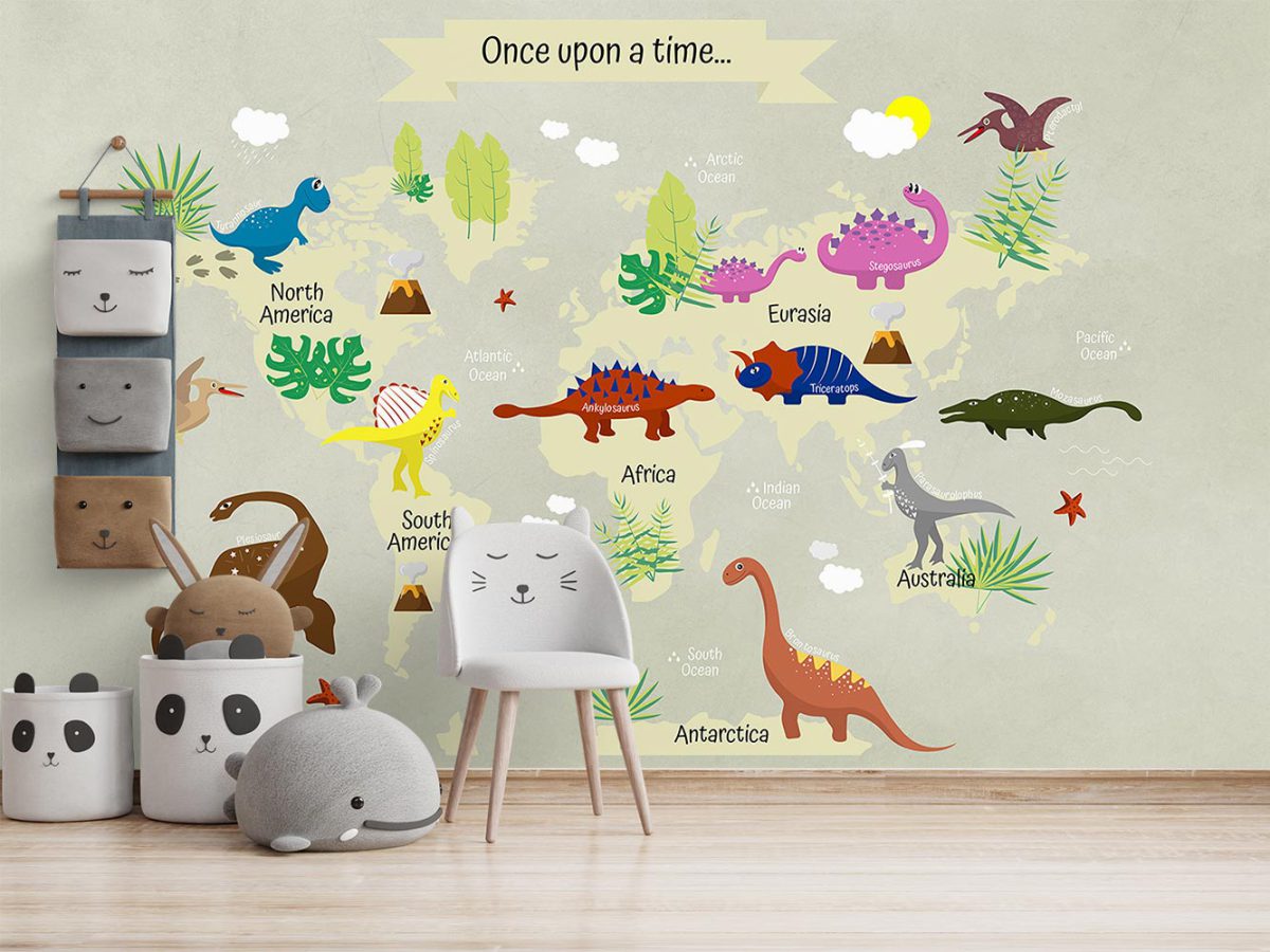 پوستر دیواری کودک نقشه دایناسور W10265700