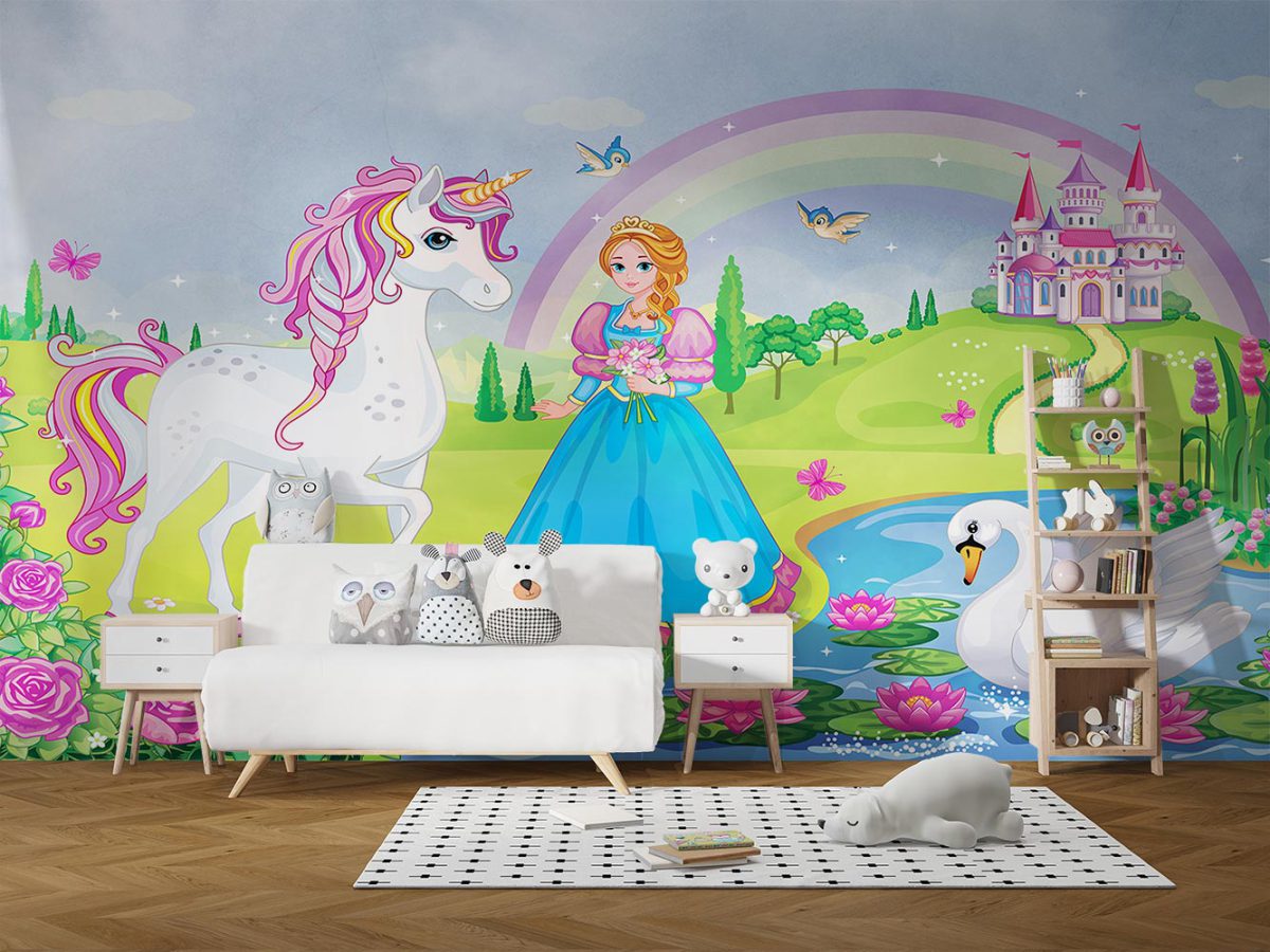 پوستر دیواری اتاق کودک طرح پرنسس اسب تک شاخ W10269000