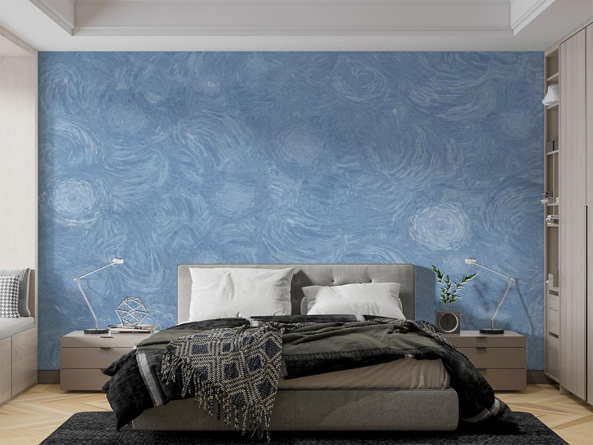 کاغذ دیواری اتاق خواب ساده آبی طرح دار W10276100