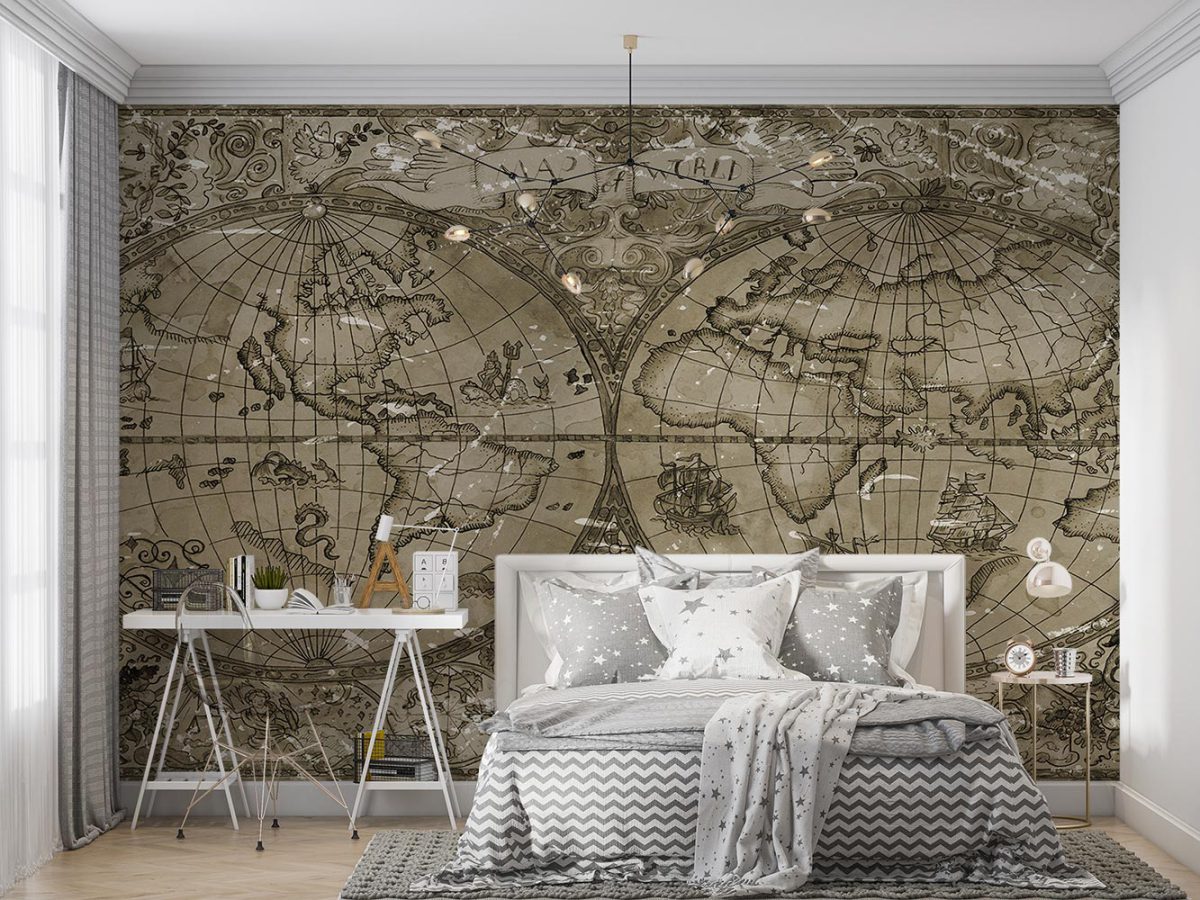 پوستر کاغذ دیواری پسرانه طرح نقشه کره زمین W10280200