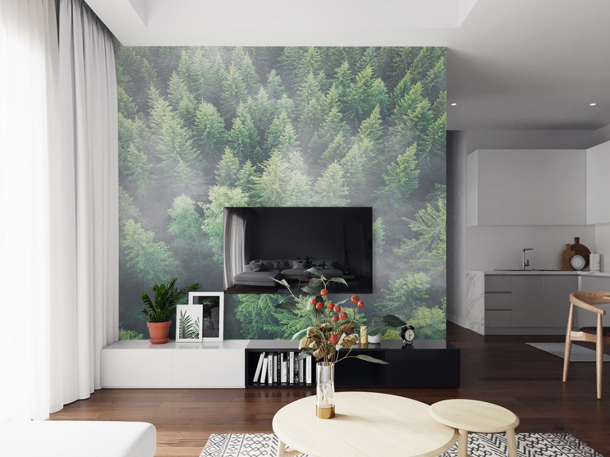 پوستر دیواری پشت تلویزیون طرح طبیعت سبز W10281000
