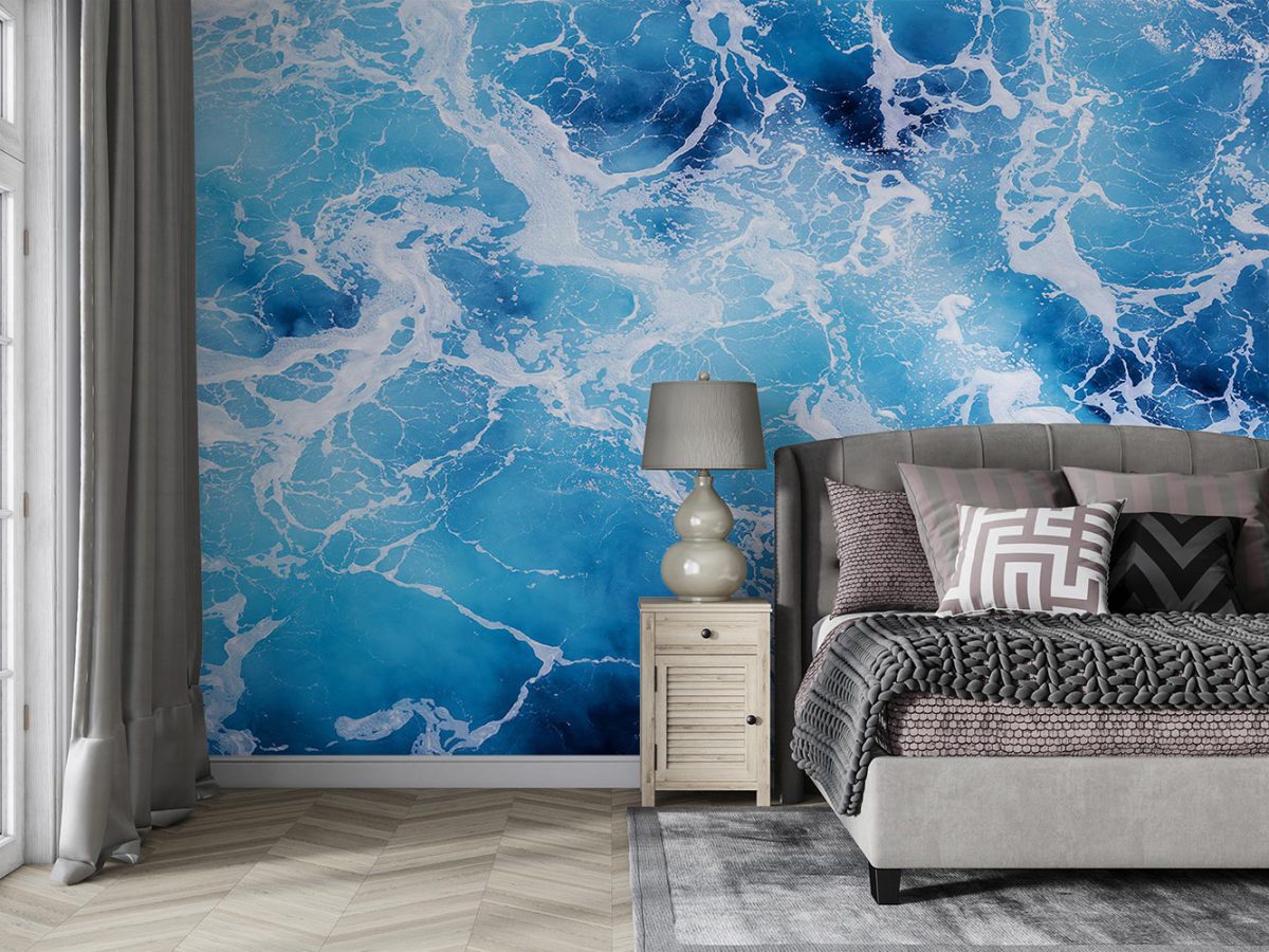 کاغذ دیواری اتاق خواب طرح موج دریا W10282200