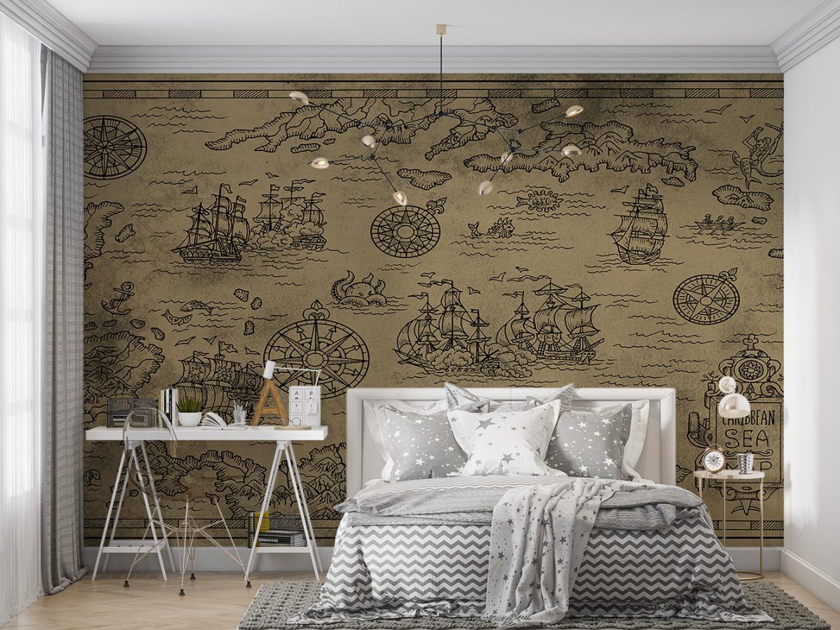 پوستر دیواری نقشه دریایی W10285700 مناسب برای اتاق خواب پسرانه