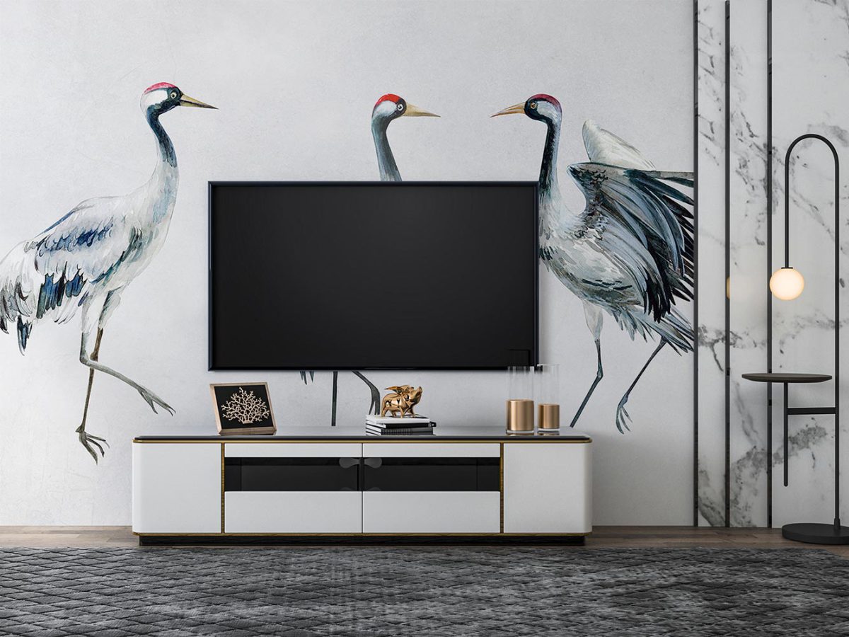 پوستر دیواری پشت تلویزیون مدل طرح پرندگان بزرگ W10287600