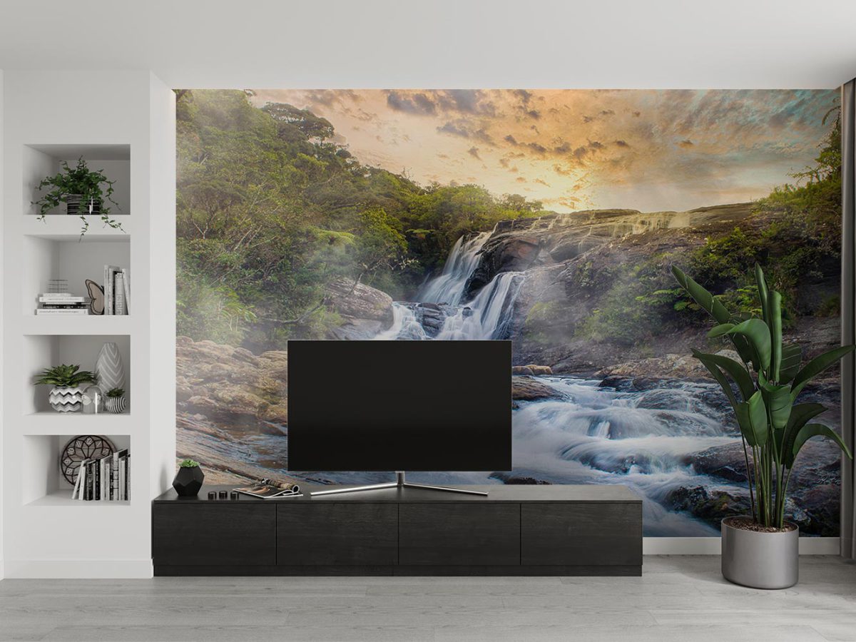 پوستر دیواری پشت تلویزیون طرح مدل آبشار و طبیعت W10290400