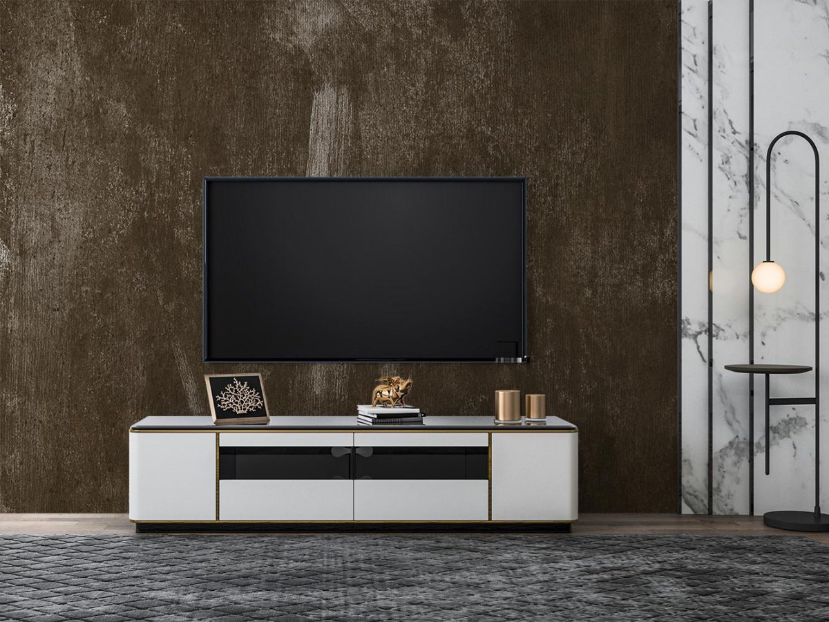 کاغذ دیواری پشت تلویزیون رنگ قهوه ای ساده کلاسیک W10293000