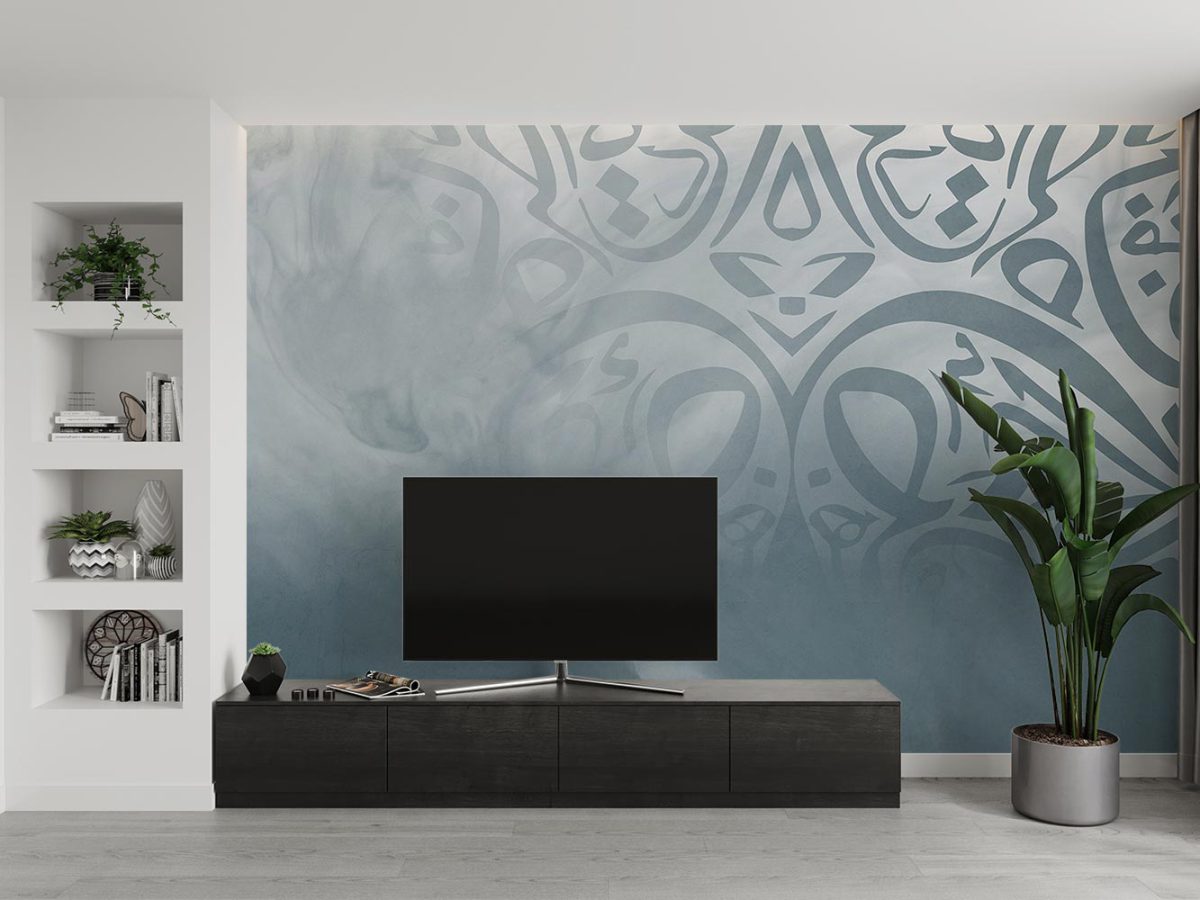 پوستر کاغذ دیواری پشت تلویزیون طرح مدل خطاطی اسلیمی W10294300
