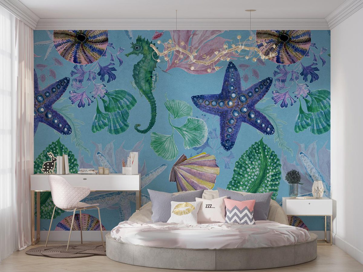 پوستر دیواری دخترانه طرح مرجان ستاره دریایی W10295400