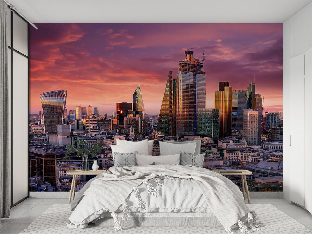پوستر دیواری اتاق خواب مدل طرح شهر و ساختمان W10295800