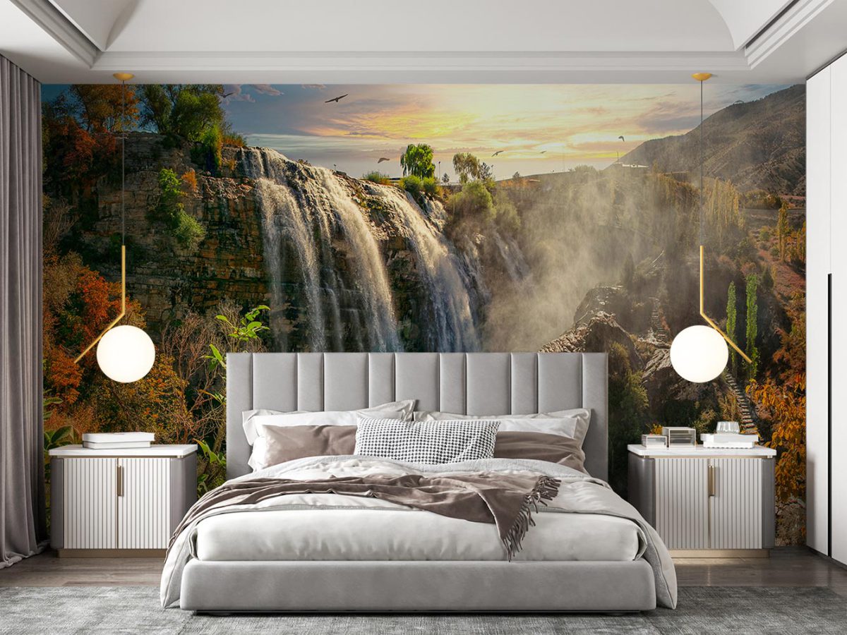 پوستر دیواری اتاق خواب طرح طبیعت آبشار W10298000