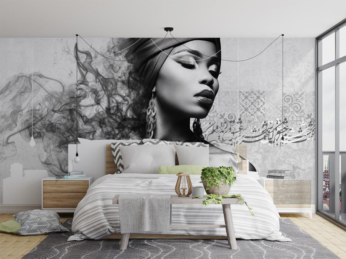 پوستر دیواری اتاق خواب طرح چهره زن سیاه W13392400