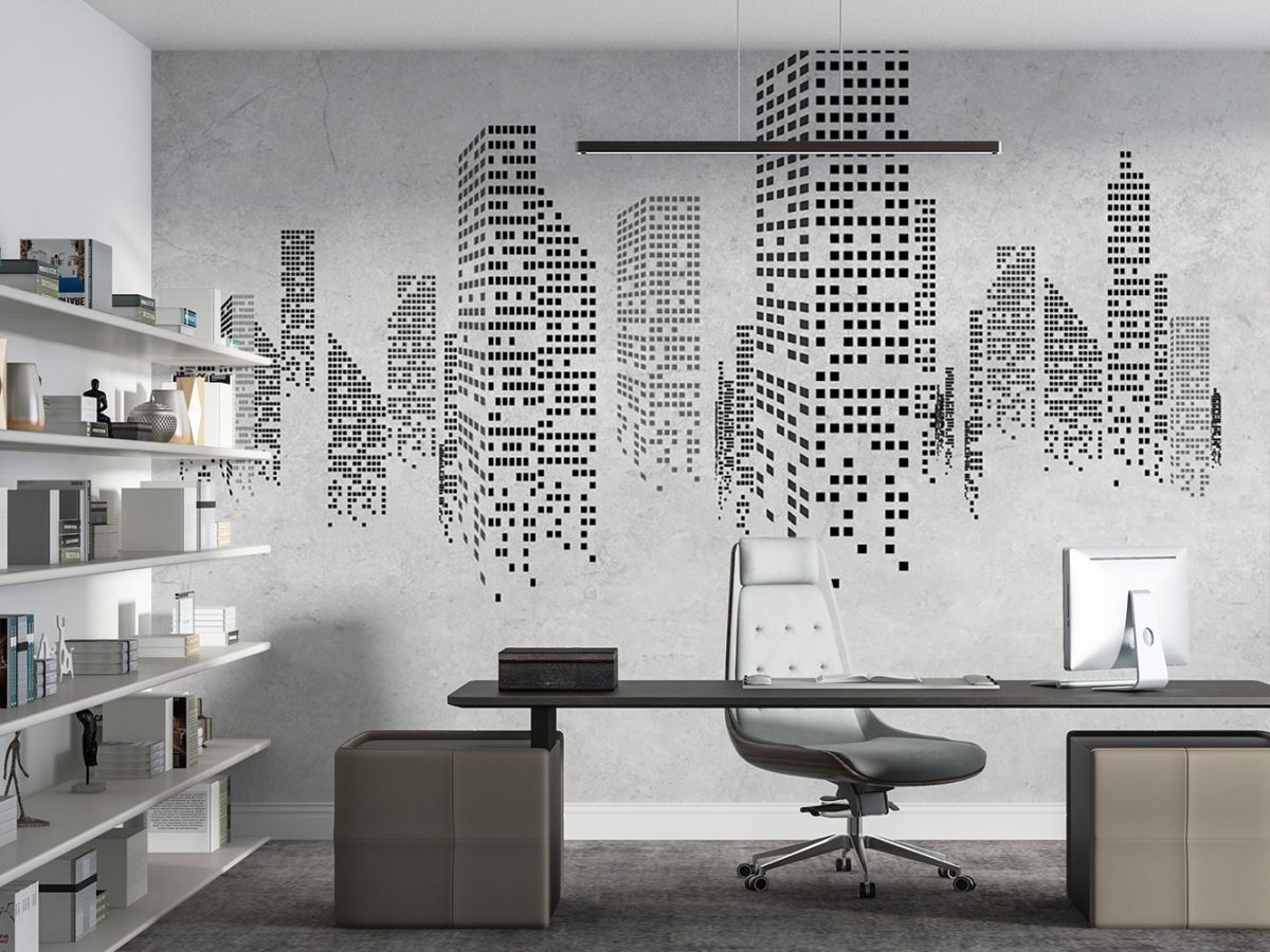 پوستر کاغذ دیواری دفتر املاک طرح مدل ساختمان مدرن W13400200