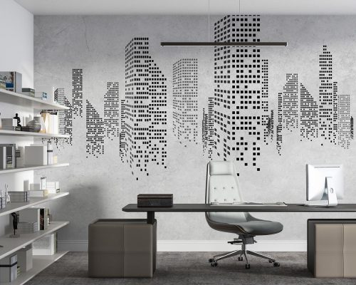 پوستر کاغذ دیواری دفتر املاک طرح مدل ساختمان مدرن W13400200