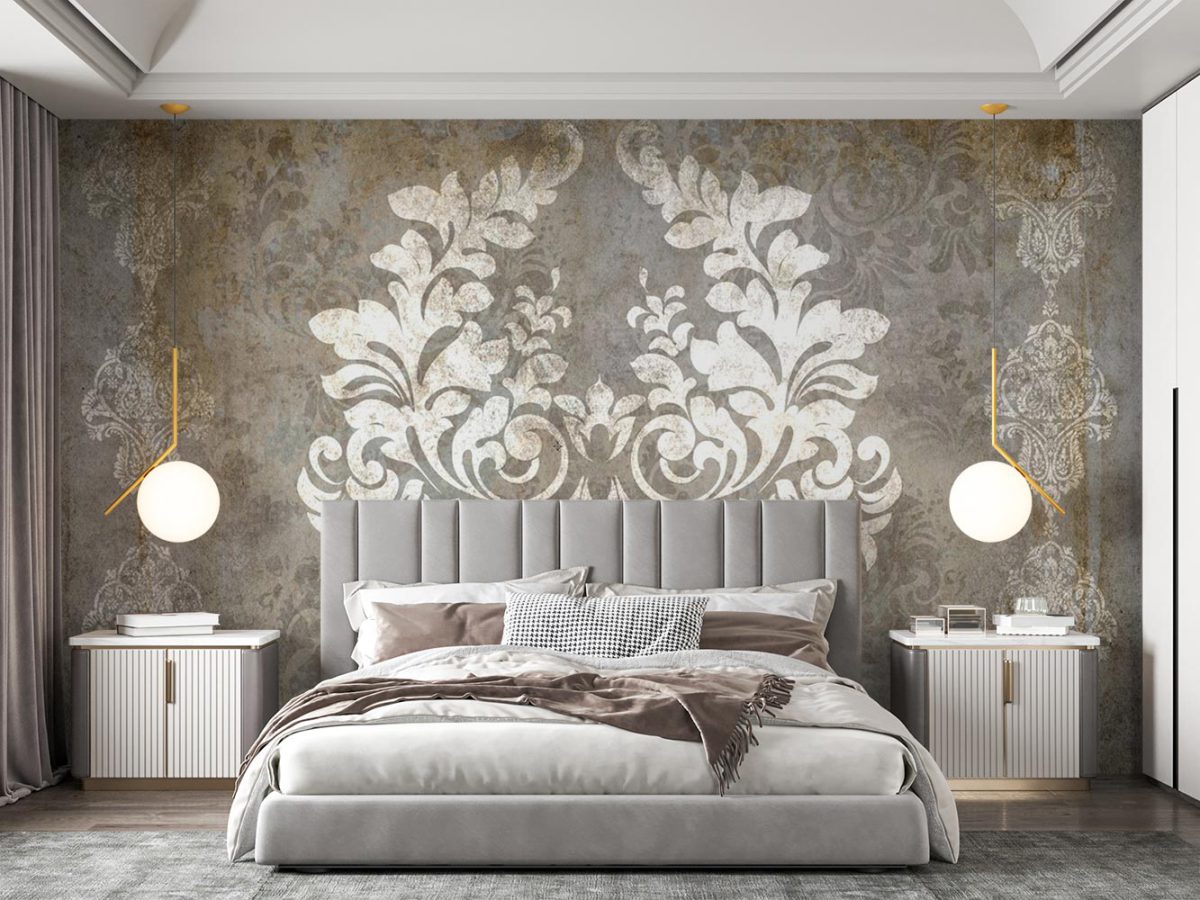 کاغذ دیواری اتاق خواب طرح مدل تک گل داماسک W13404300
