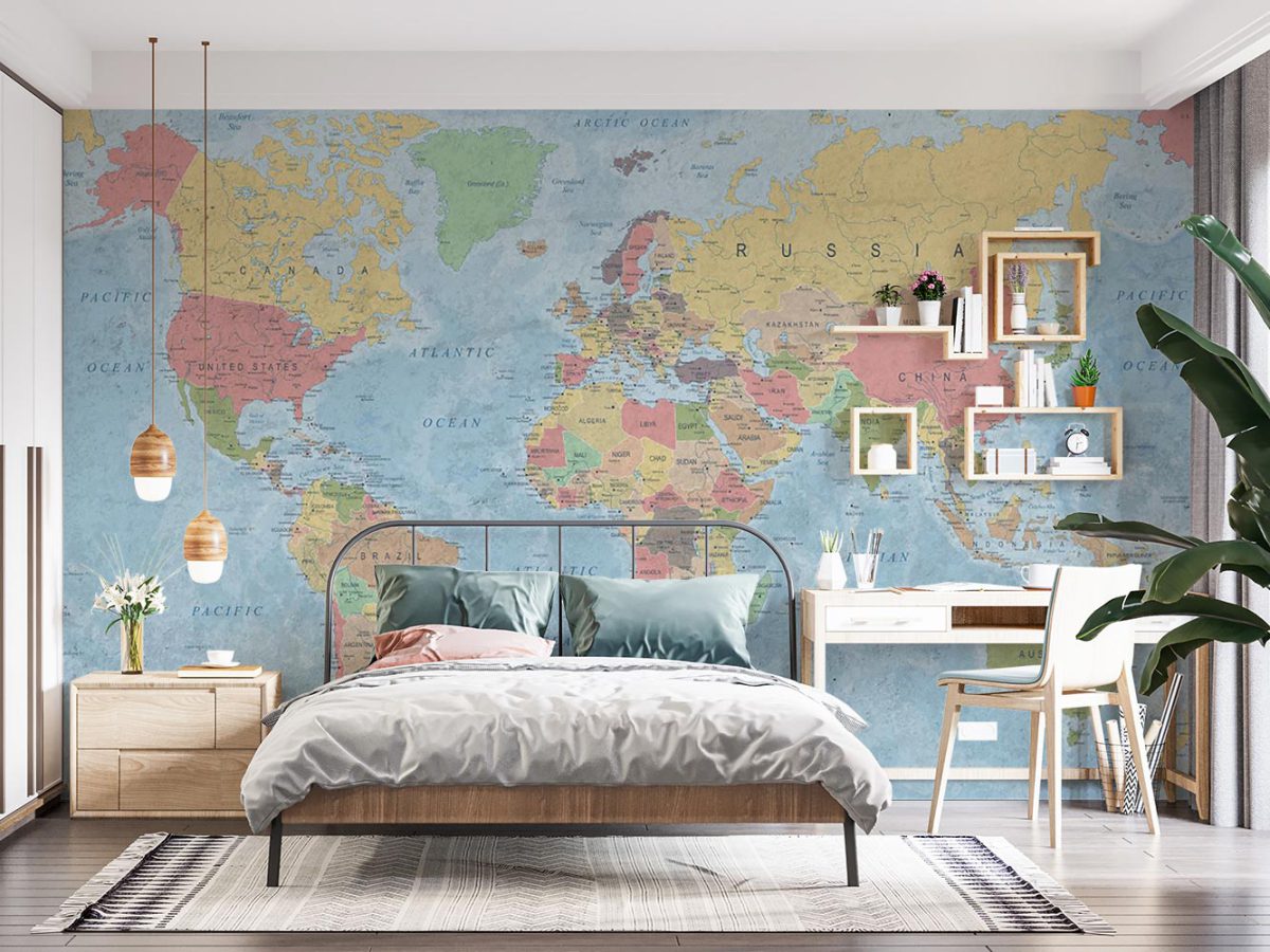 خرید پوستر کاغذ دیواری طرح مدل نقشه جهان W13416900