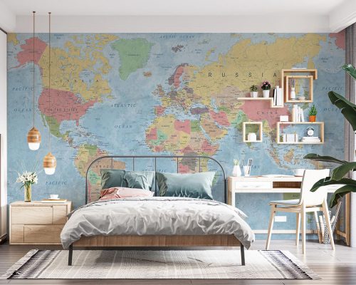 خرید پوستر کاغذ دیواری طرح مدل نقشه جهان W13416900