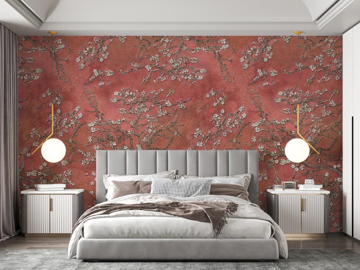 کاغذ دیواری اتاق خواب طرح شاخه گل شکوفه W13420700