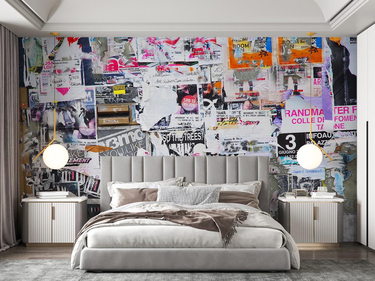 پوستر کاغذ دیواری اتاق خواب طرح مدل روزنامه ای هنری W13429200