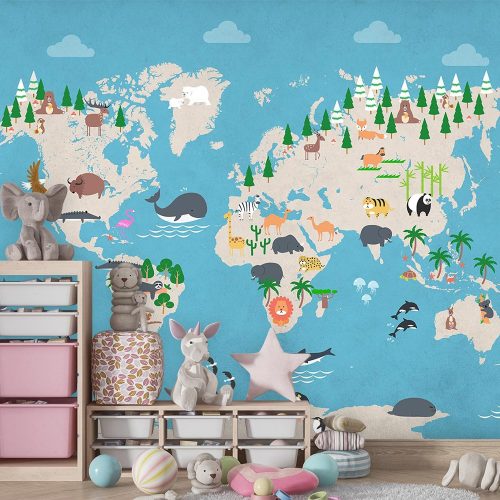 پوستر دیواری نقشه جهان کودک W10021100